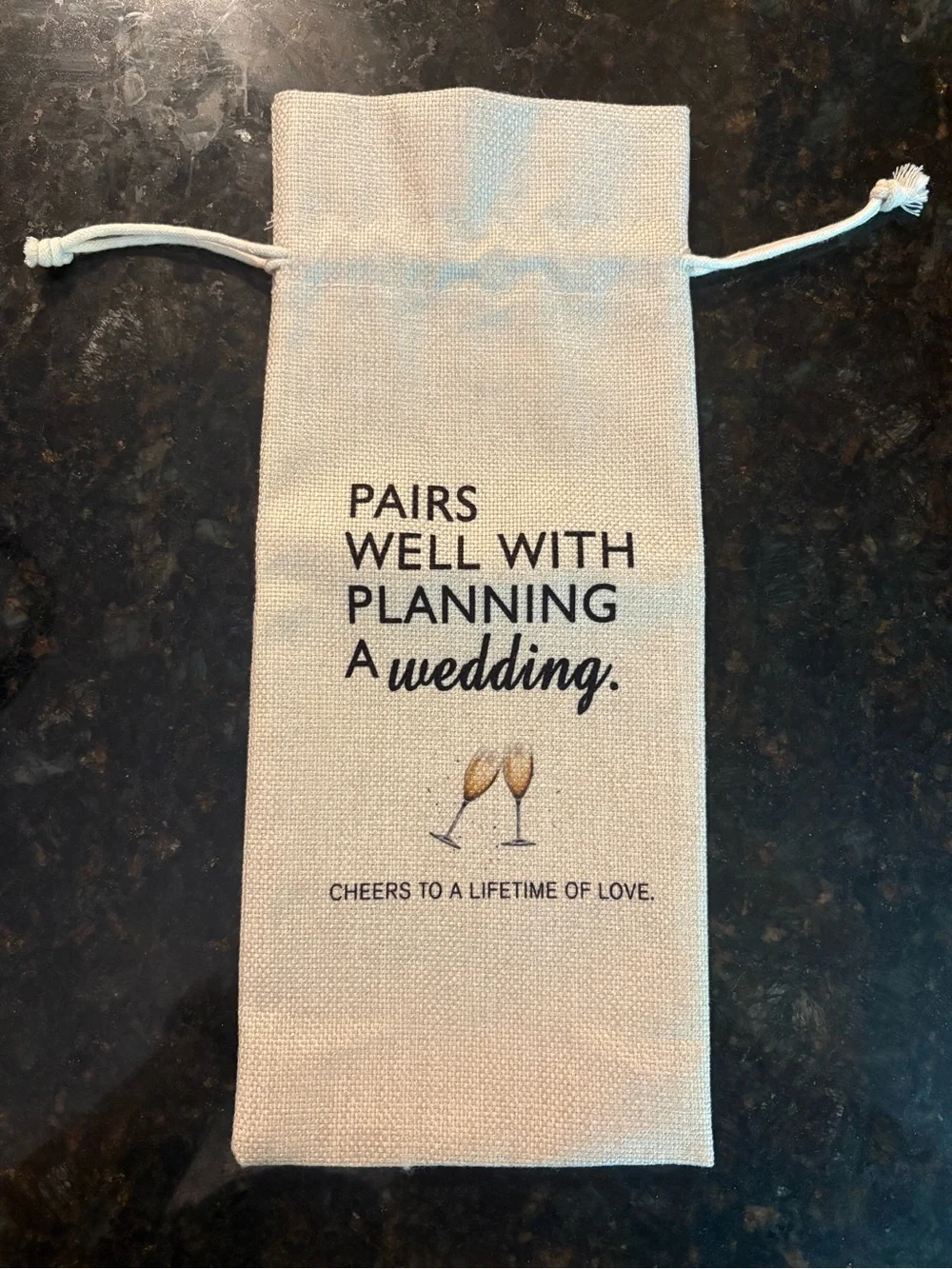 Wedding Wine Bag with Champagne & Confetti Graphic